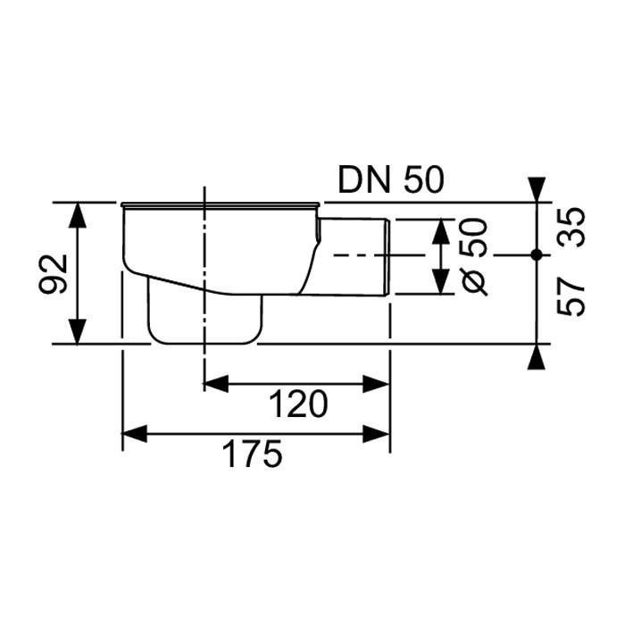 Сифон, 0,8 л/c, dn 50, выход вбок, высота монтажа от нижнего края сифона до верхнего края слива – 120 мм., Drainline TECE арт. 650001