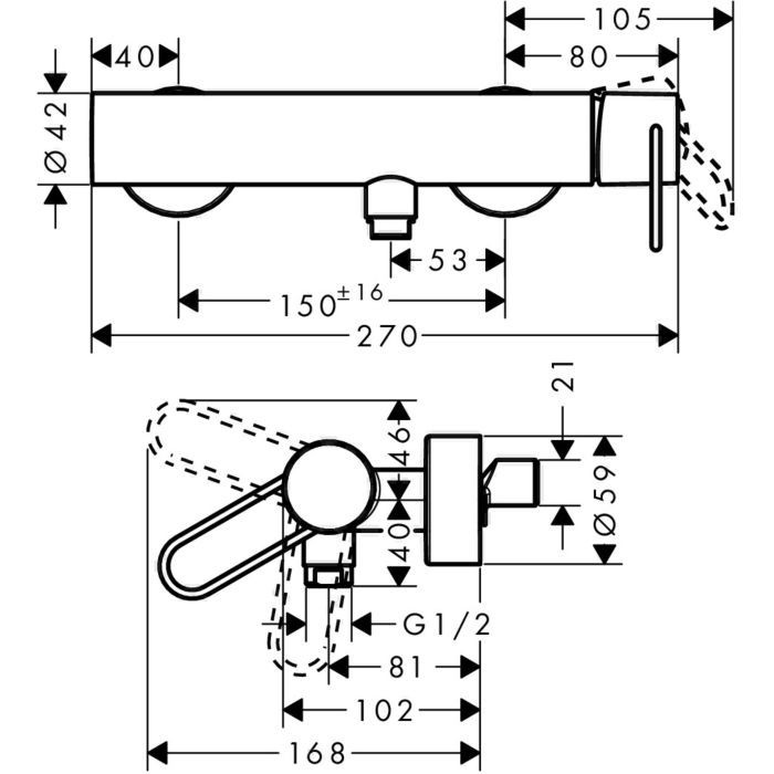 Смеситель для душа Uno Axor, полированный черный хром арт. 38621330