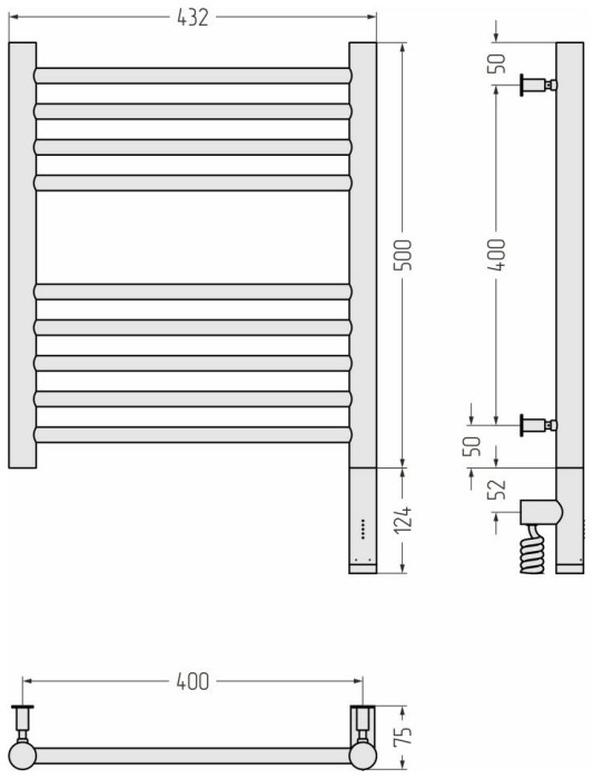 Сунержа Электрический полотенцесушитель 500x400, Богема 3.0, 03-5805-5040 цвет: золото