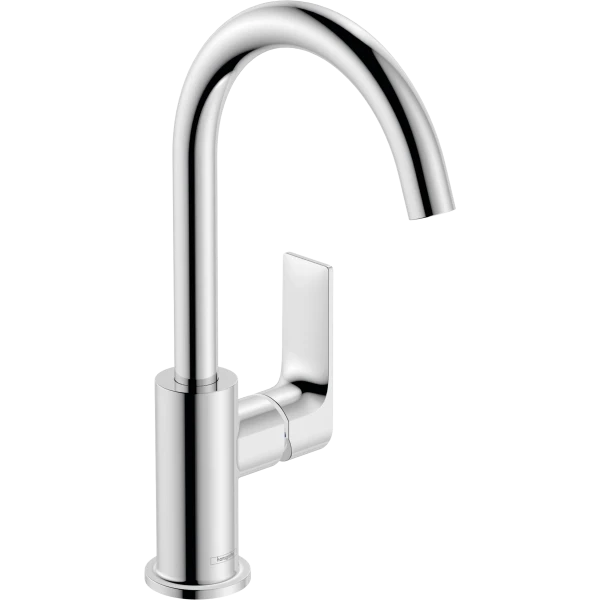 Смеситель для раковины с поворотным изливом со сливным гарнитуром, Hansgrohe Rebris E, хром арт. 72576000