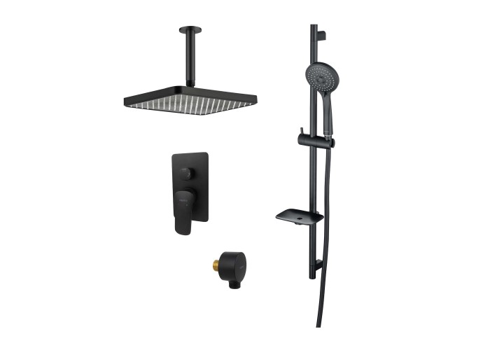 Душевая система Set 4 в 1 (AQ1046MB+AQ2071MB+AQ2454MB+AQ2011MB), матовый черный, Aquatek Вега, черный арт. AQ1075MB