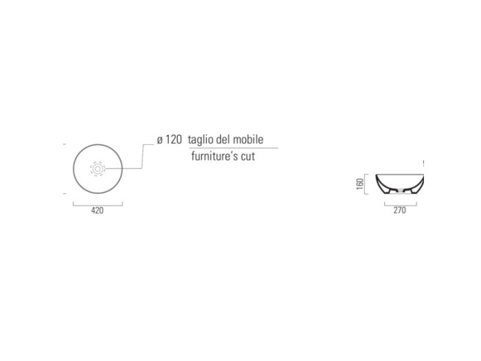 Раковина накладная 42х42х16 см, цвет cenere matte, санфаянс, Color-elements GSI арт. 885117
