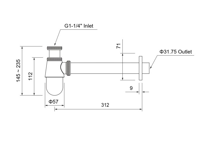 Сифон, Aquatek, хром арт. AQ6014CR