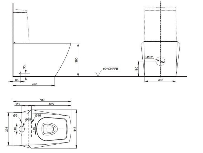 Унитаз моноблок, Jewelhex TOTO, CW680PB цвет: белый