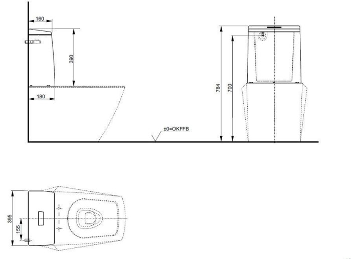 Унитаз моноблок, Jewelhex TOTO, CW680PB цвет: белый