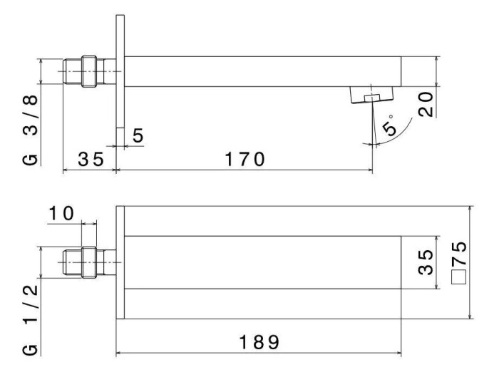 Настенный излив, Futura Kerama Marazzi, черный - 66487KM.01.093