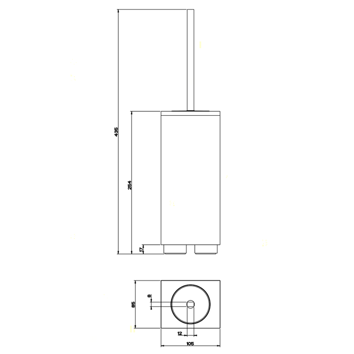 Ершик для унитаза напольный, Gessi Rettangolo, хром/белый арт. 20843#031