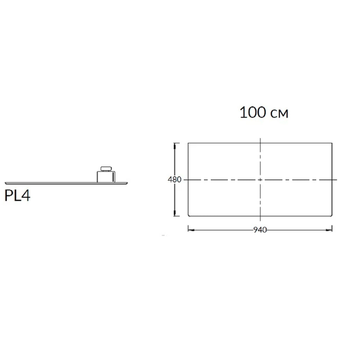 Столешница из керамогранита Фондамента 100см, Plaza Kerama Marazzi, серый - PL4.DL500920R\100