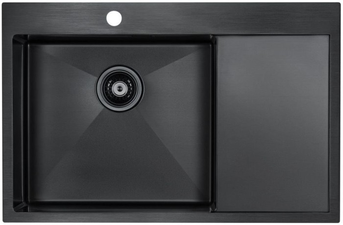Мойка для кухни нержавеющая 780х510мм Paulmark ELDE, вороненая сталь, левая - PM807851-GML