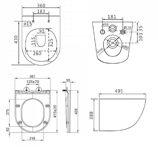 Унитаз подвесной Lotis Tornas с сиденьем микролифт, cмыв Tornado, цвет белый арт.L1003