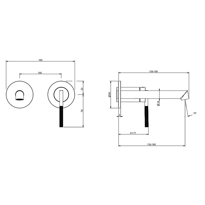 Смеситель для раковины, встраиваемый, излив 14.9-16.9см., внешняя часть, Gessi Anello, хром арт. 63581#031