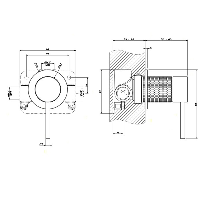 Встраиваемый однорычажный смеситель, картридж ?35мм,одна позиция, Gessi Meccanica, шлифованная сталь арт. 54219#239