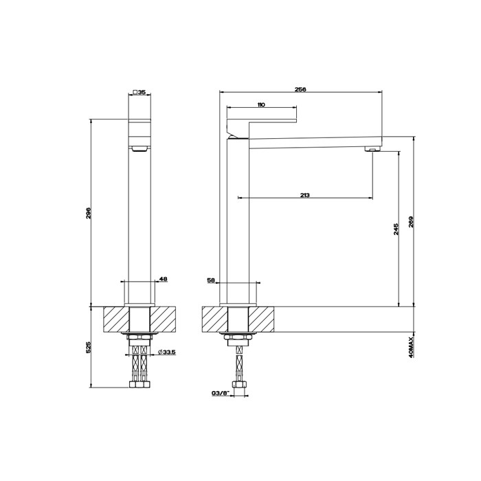 Смеситель для раковины с высоким изливом 213мм, Gessi Rettangolo, black xl арт. 11924#299