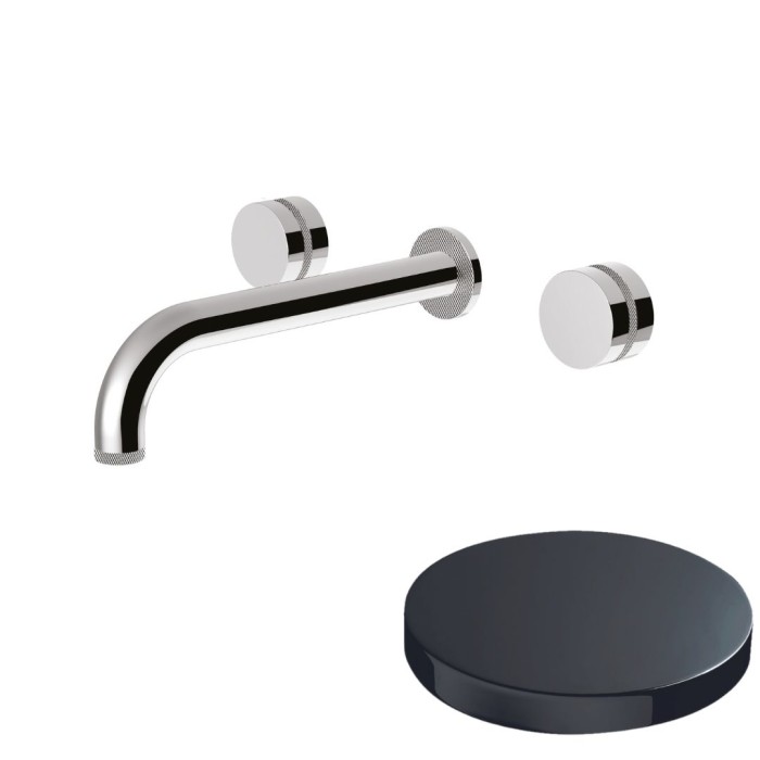 Встраиваемый смеситель на раковину, двухрычажный, излив 20 см, Giulini My ring deluxe, хром черный глянц арт. MR0123DLCRN