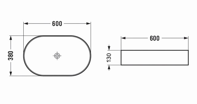 Раковина накладная 600х380х130 белая, Azario - AZ-78330D