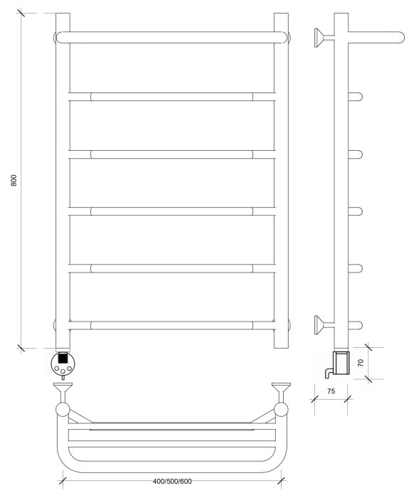 Полотенцесушитель электрический 80x50 Агата 1 СП Secado арт. 4673739231159