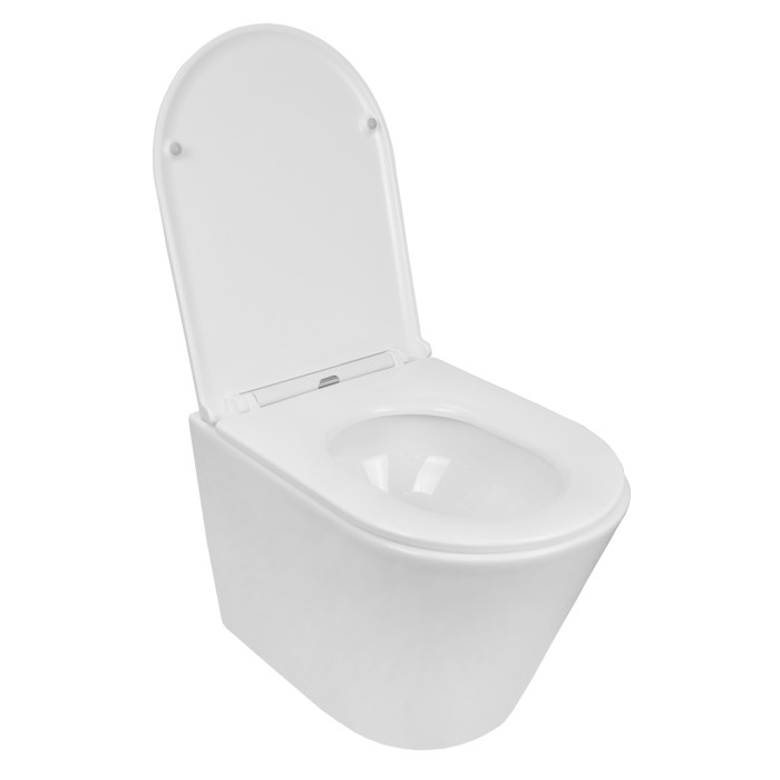 Подвесной унитаз 515х355х365 безободковый, скрытое крепление, смыв "торнадо", в комплекте с сидением микролифт, Azario Teramo арт. AZ-0053-UQ3