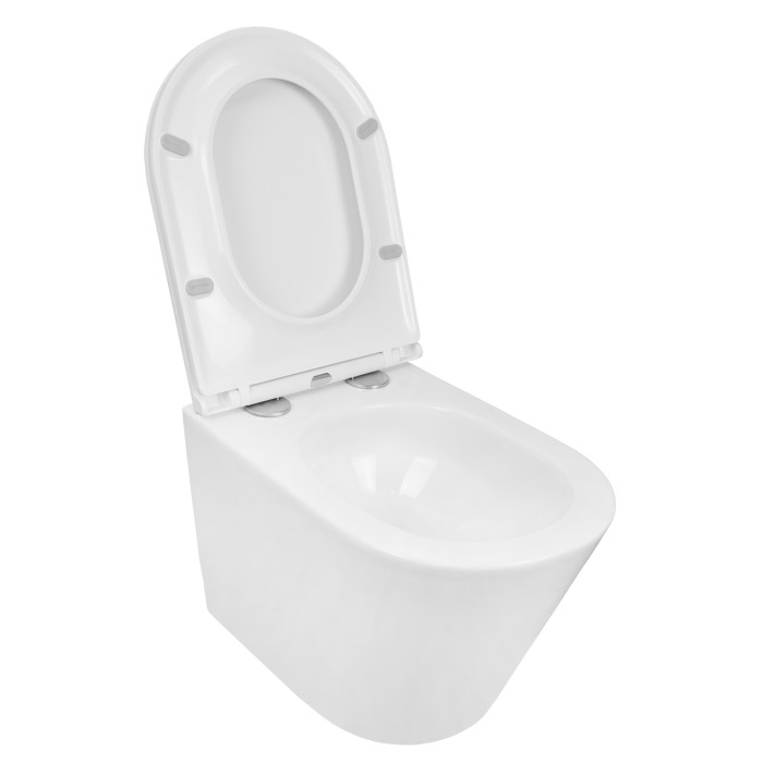 Подвесной унитаз 515х355х365 безободковый, скрытое крепление, смыв "торнадо", в комплекте с сидением микролифт, Azario Teramo арт. AZ-0053-UQ3