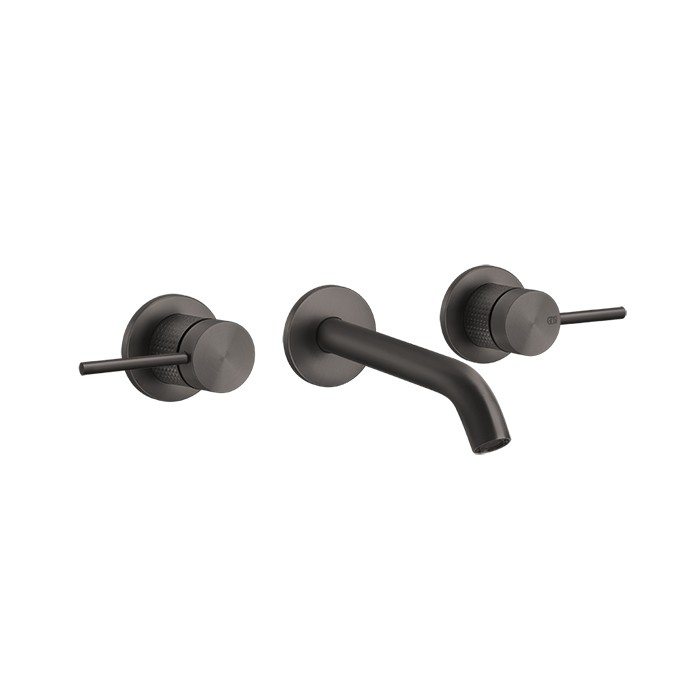 Встраиваемый смеситель для раковины на 3 отв., излив: 146-128мм, Gessi 316, brushed black metal pvd арт. 54492#707