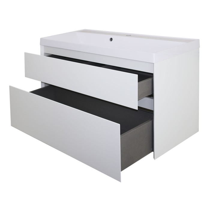 Тумба 100 1000х450х660 подвесная, с раковиной Slim 100, белый матовый, Azario Velluto - CS00088604