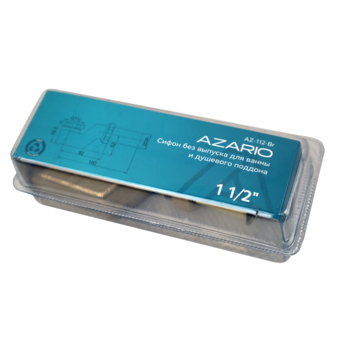 Сифон для ванны или душевого поддона без выпуска, G 1 1/2х40, латунь Azario, Basic - AZ-112-Br
