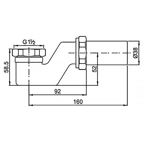 Сифон для ванны или душевого поддона без выпуска, G 1 1/2х40, латунь Azario, Basic - AZ-112-Br