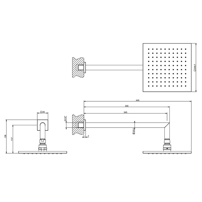 Верхний душ, подвесной, поворотная, с защитой от известкового налёта, Gessi Emporio shower, хром арт. 47286#031