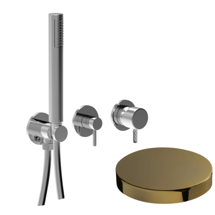 Смеситель для душа на 2 режима, однорычажный, поворотный переключатель, ручной душ + 1 доп. вывод воды, Giulini My future deluxe, золото арт. 59X5301DO