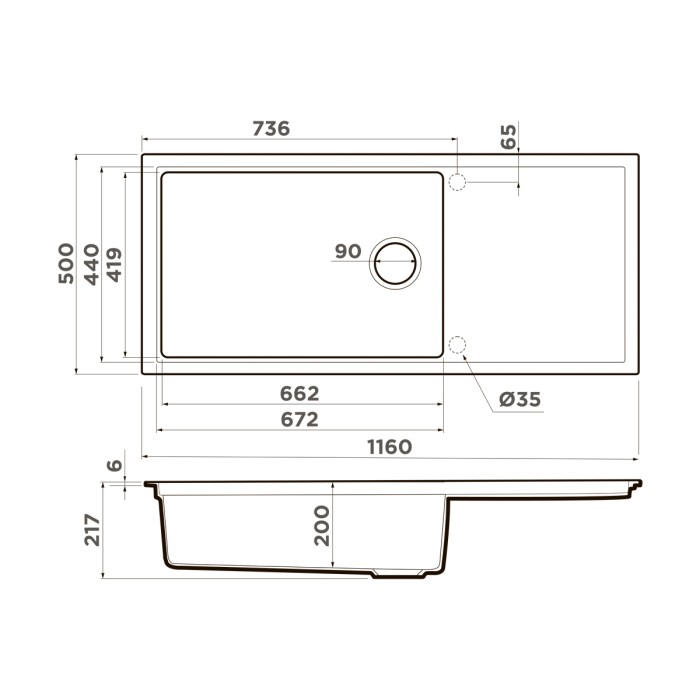 Кухонная мойка Omoikiri Sintesi 116-CN Artceramic, цвет canyon арт. 4997122