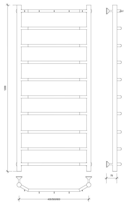 Полотенцесушитель водяной 120x60 Агата 1 К (хром) Secado арт. 4603777444051