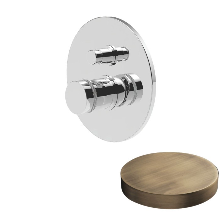 Встраиваемый смеситель для душа, однорычажный, с кнопкой-переключателем, на 2 режима, Giulini My ring deluxe, бронза матовая арт. MR0063DLEPBROP