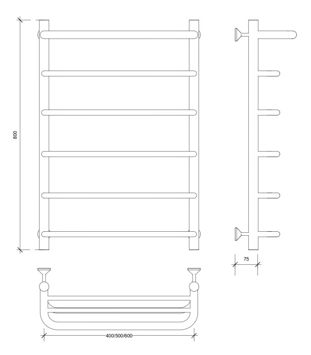 Полотенцесушитель водяной 80x60 Мерида 1 СП (хром) Secado арт. 4603777445379