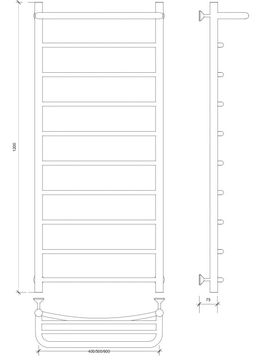 Полотенцесушитель водяной 120x40 Милан 1 СП (хром) Secado арт. 4603777444761