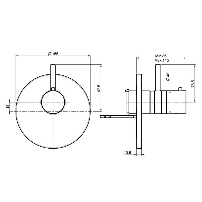 Fima Carlo Frattini Cмеситель термостат, внешняя часть, Fimatherm, F4039X1CR цвет: хром