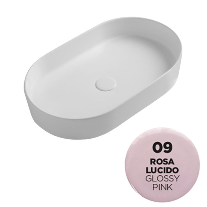 Накладная раковина, 60x36xh12 см, Olympia ceramica Smash, розовый глянцевый арт. SMA42SO6009