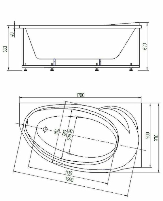 Ванна 170 лев. с фронтальным экраном Aquatek Бетта арт. BET170-0000099