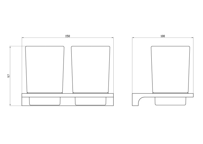 Два стакана для зубных щеток с держателем, Wonzon & Woghand Eclipse, WW-9128-LG цвет: золото