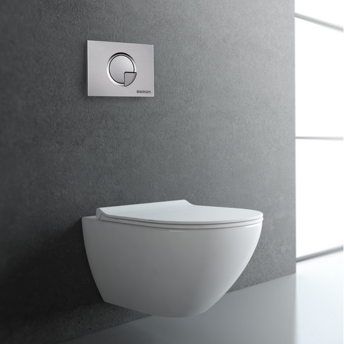 Комплект унитаза PUMA Rimless с инсталляцией NOVUM, кнопка R5, сиденье Toma Slim SO, Berges арт. 043268