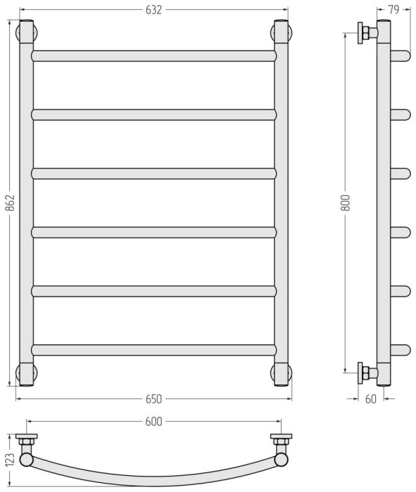 Сунержа Водяной полотенцесушитель 800x600, Галант+, 03-0200-8060 цвет: золото