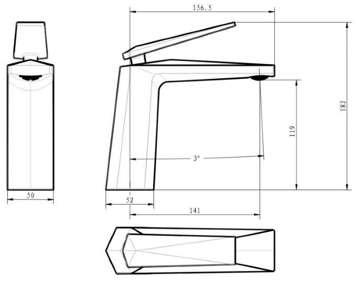 Смеситель для раковины, золото, Venturo Boheme 381