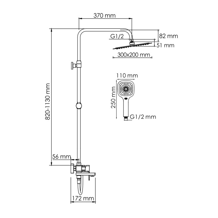 Душевая система со смесителем WasserKRAFT арт. A177.069.065.087.CH