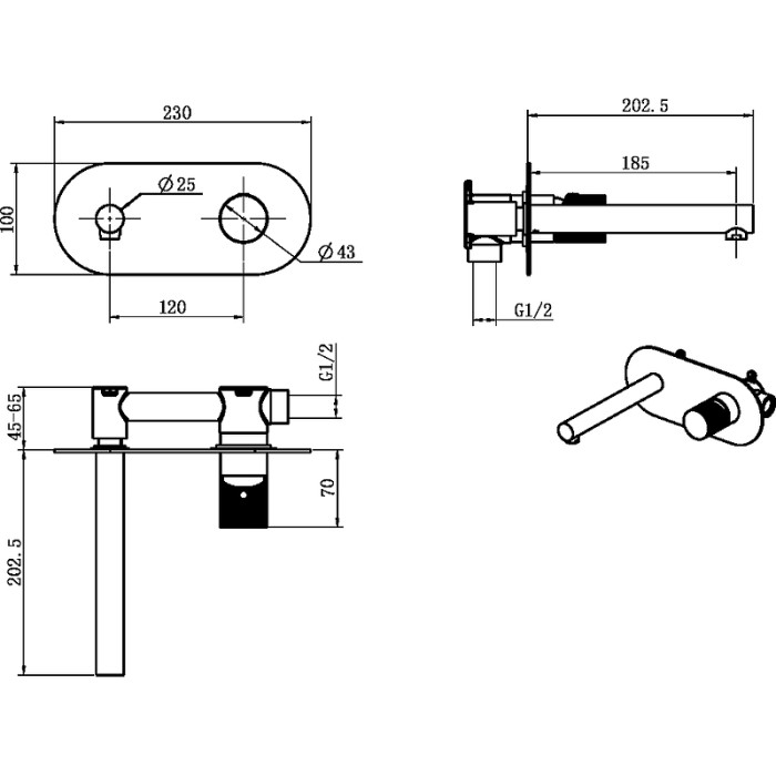 Смеситель для раковины, White diamond chrome, Stick Boheme 125-WCR
