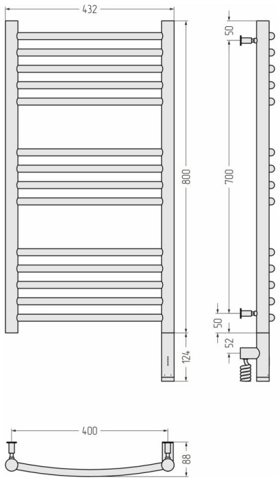 Сунержа Электрический полотенцесушитель 800x400, Богема 3.0, 15-5803-8040 цвет: тёмный титан муар