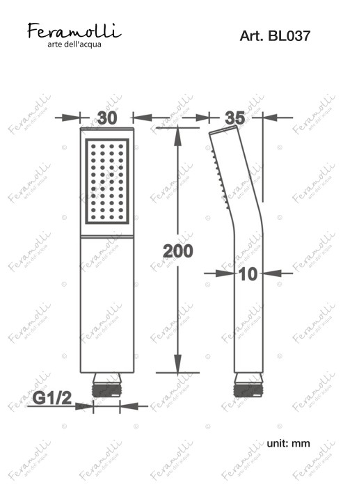 Ручной душ, черный, Cubo Feramolli - BL037