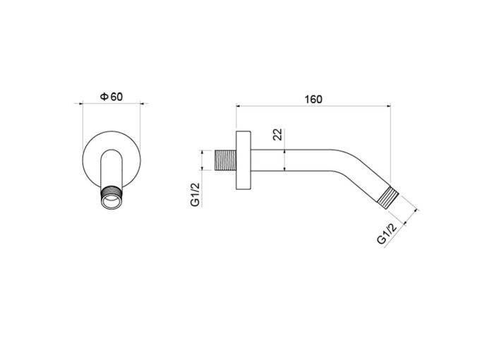 Держатель верхнего душа настенный 160 мм, Aquatek, хром арт. AQ2173CR