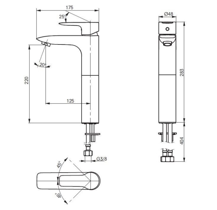 Высокий смеситель для раковины, на 1 отверстие, MH TOTO, VL10065C цвет: хром
