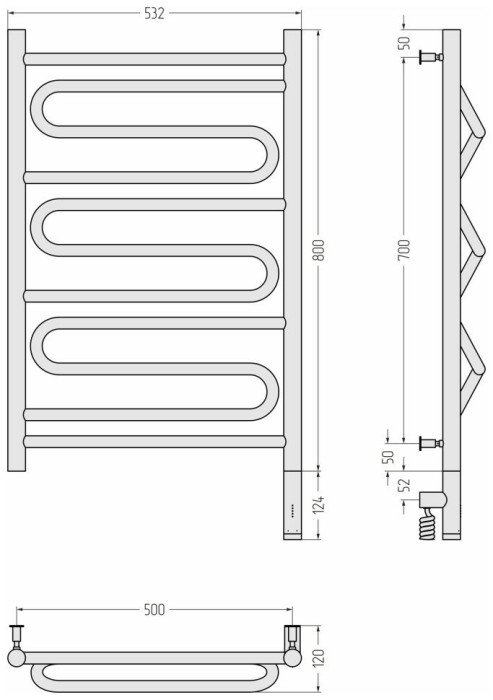 Сунержа Электрический полотенцесушитель 1200x400, Элегия 3.0, 30-5819-8050 цвет: матовый белый