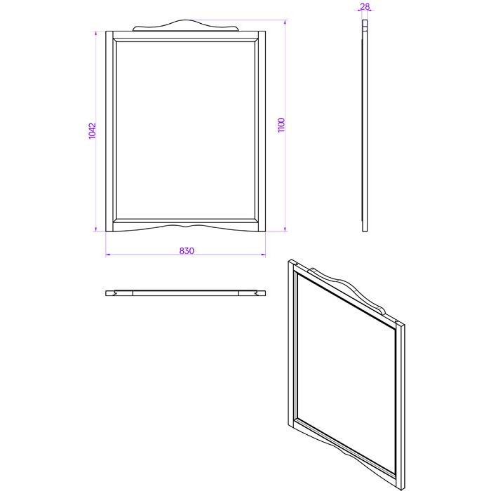 Зеркало подвесное, в деревянной раме 83х110см, Veronica Nuovo белый, Tiffany World - VER1183-B