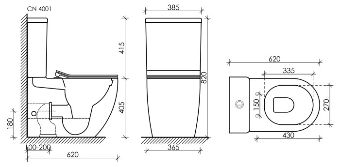 Унитаз с бачком и сиденьем Ceramicanova Metropol, белый арт. CN4001