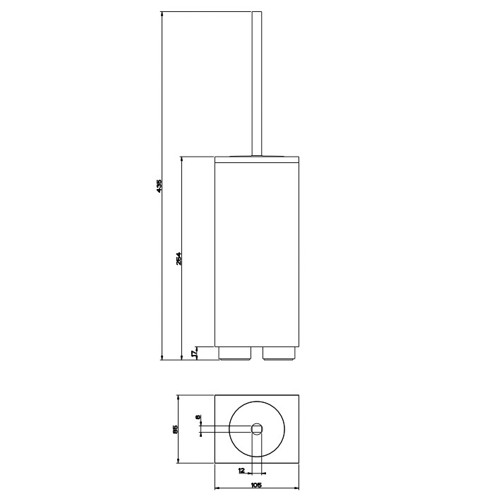 Ершик напольный, Gessi Rettangolo, хром/черный арт. 20844#031